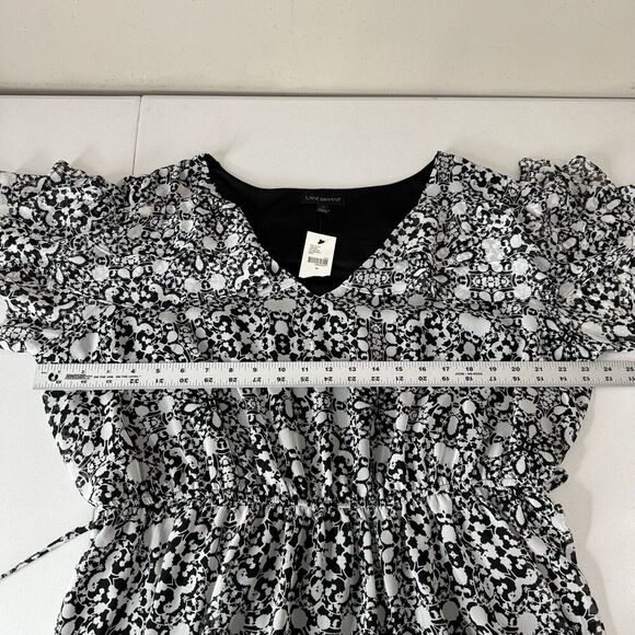 Lane Bryant Womens Top 16 Black Floral Blouse Tiered Flutter Sleeve Feminine - Picture 5 of 15